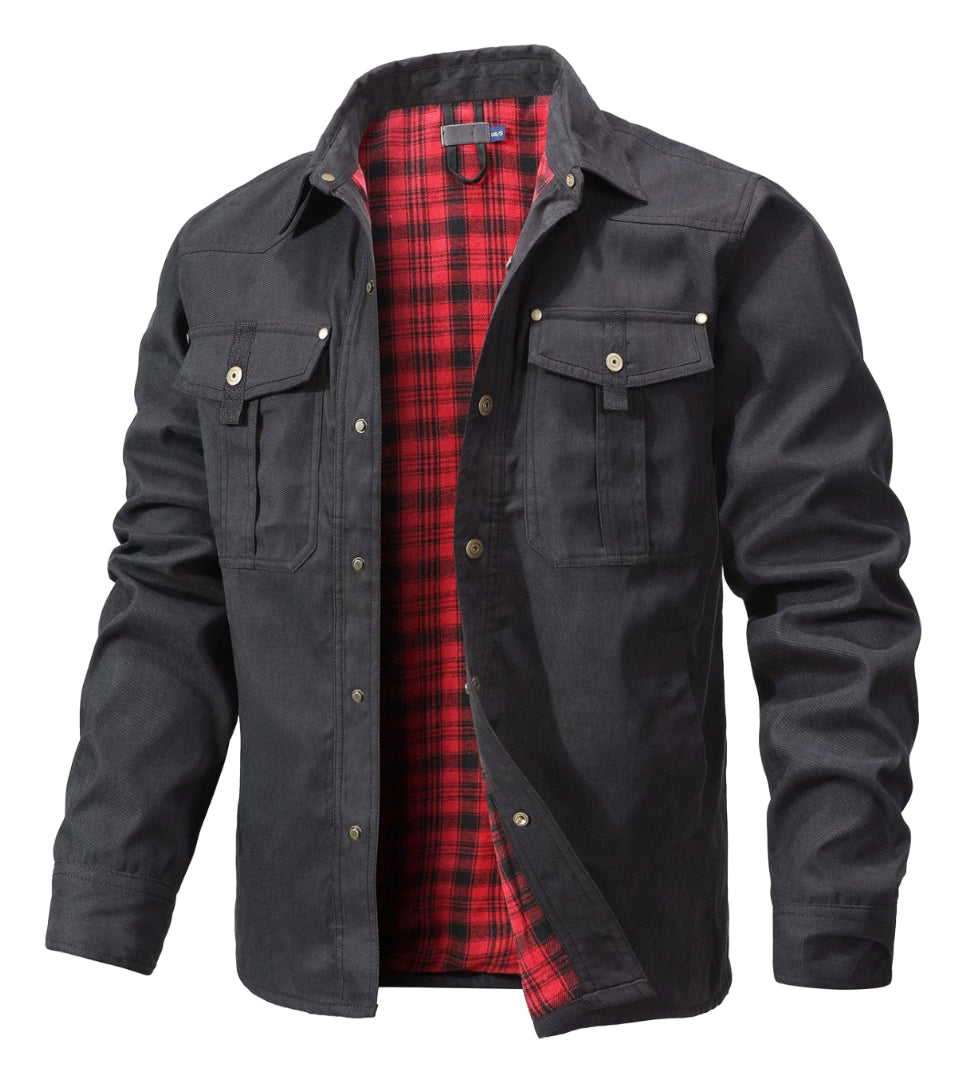 Veste homme en flanelle, chaude et confortable.  Design moderne, coupe élégante. Idéale pour l'automne/hiver.