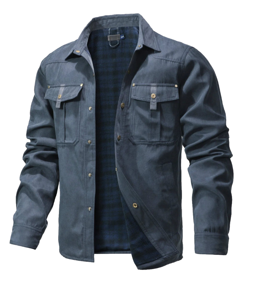 Veste homme en flanelle, chaude et confortable.  Design moderne, coupe élégante. Idéale pour l'automne/hiver.