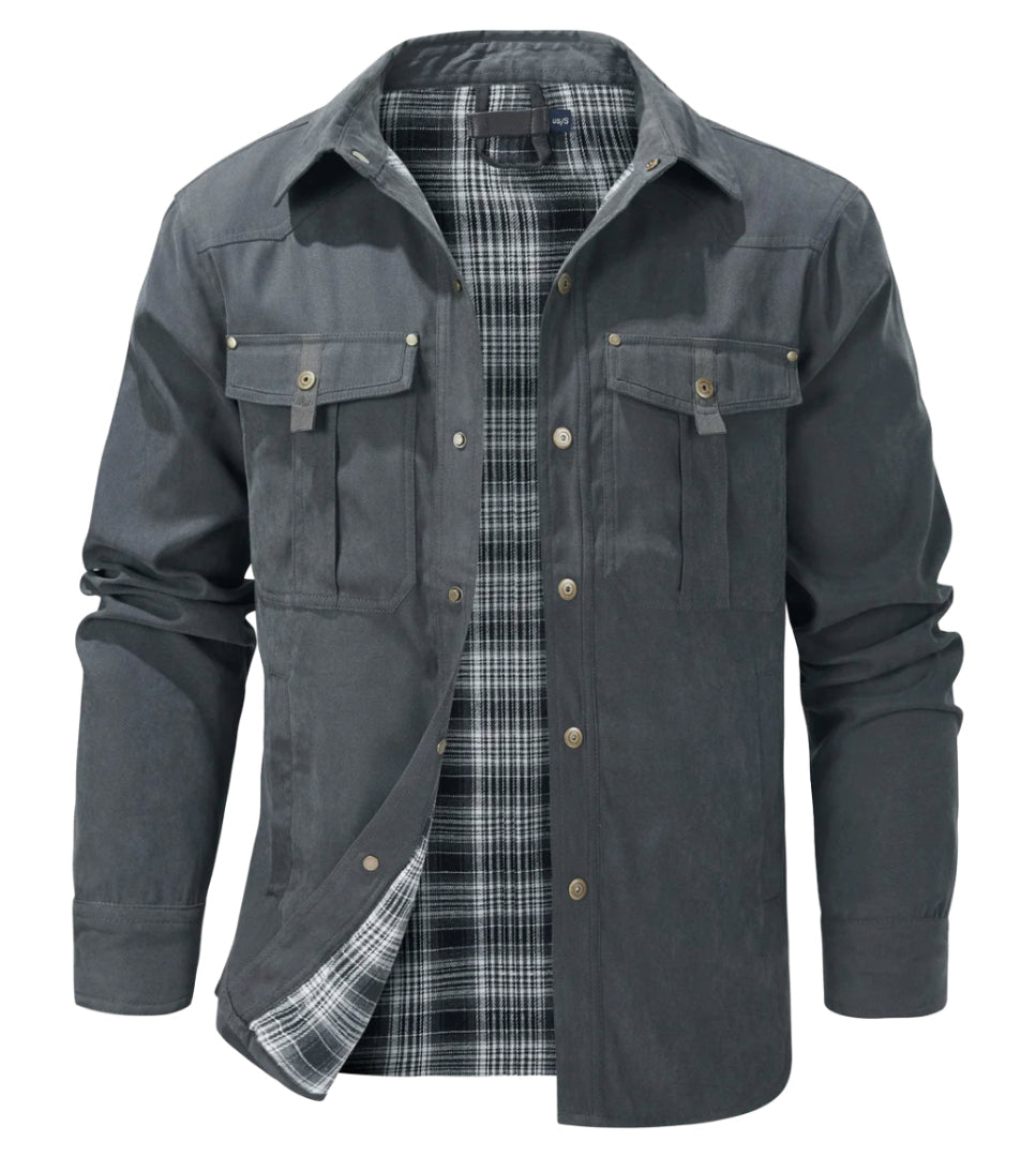 Veste homme en flanelle, chaude et confortable.  Design moderne, coupe élégante. Idéale pour l'automne/hiver.