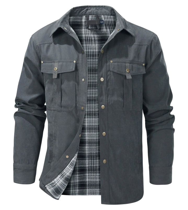 Veste homme en flanelle, chaude et confortable.  Design moderne, coupe élégante. Idéale pour l'automne/hiver.