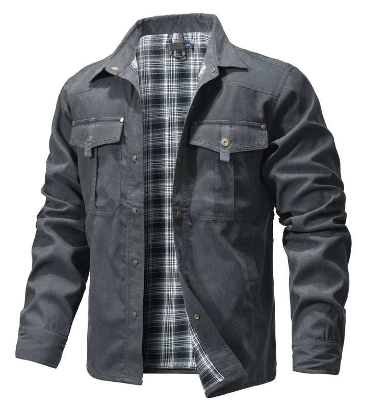 Veste homme en flanelle, chaude et confortable.  Design moderne, coupe élégante. Idéale pour l'automne/hiver.