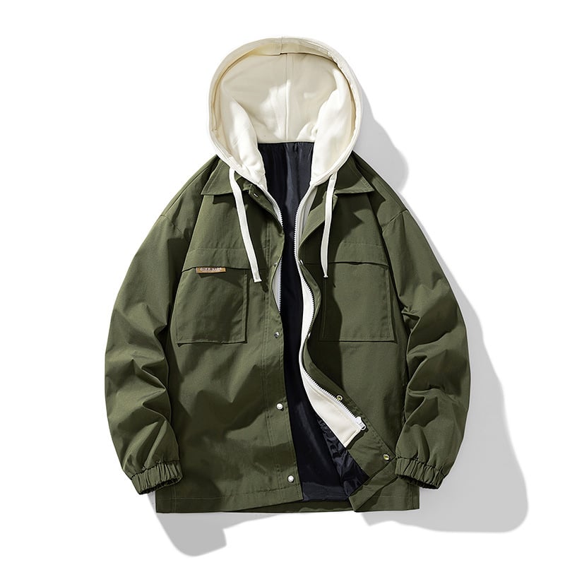 Veste décontractée homme, style urbain moderne, légère et confortable avec capuche pour activités extérieures polyvalentes.
