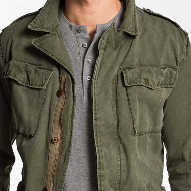 Veste homme vintage, coupe droite, tissu mélangé. Style élégant et pratique, poches multiples.
