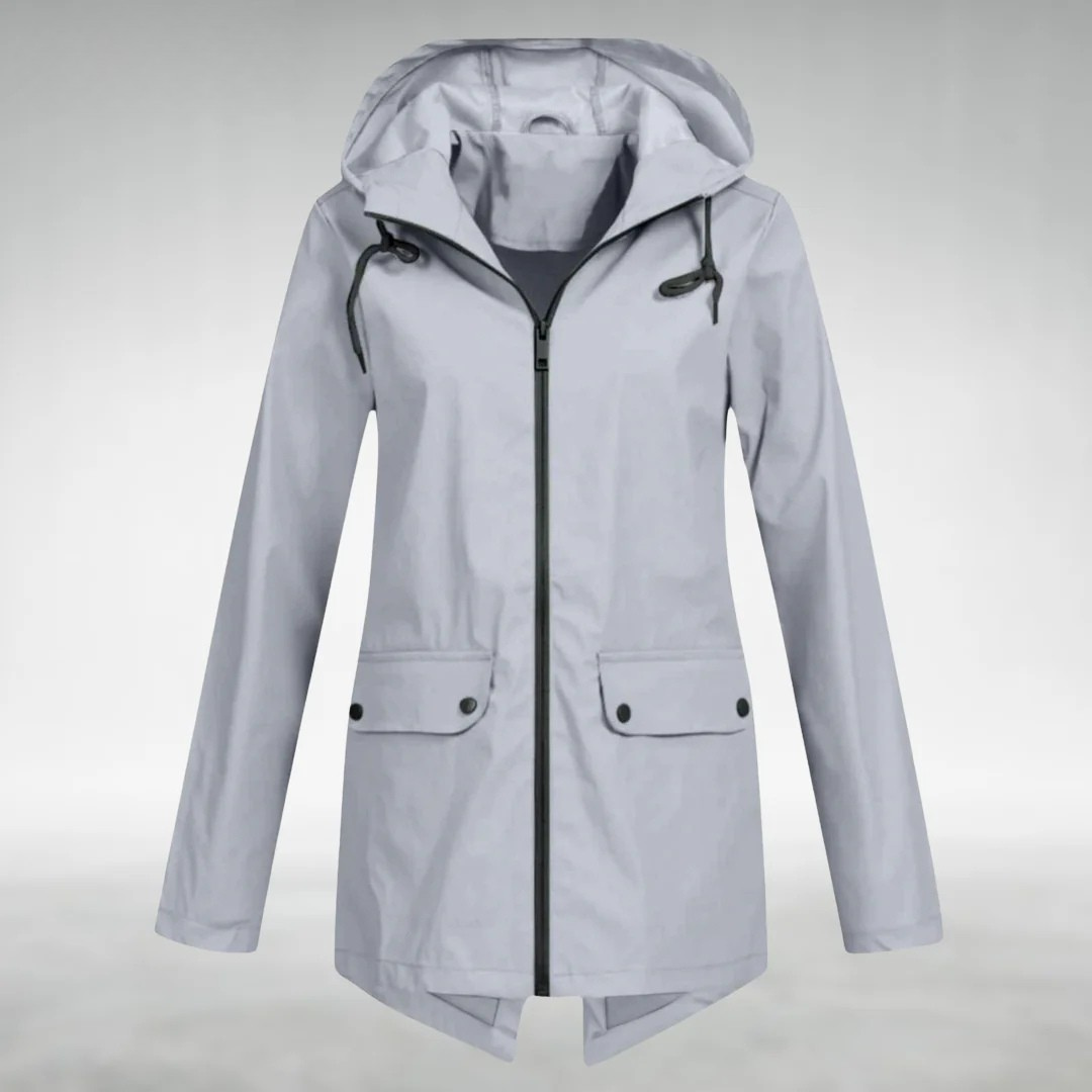 Veste femme chic et imperméable, protège de la pluie avec style. Parfait vêtement mode pour l'extérieur.