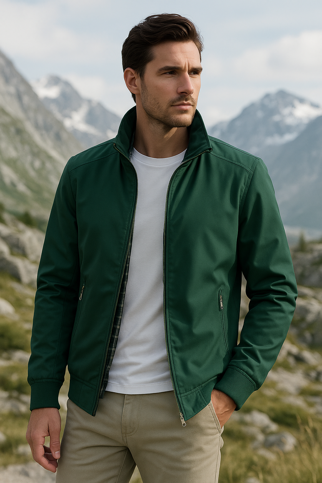 Veste légère homme été, coupe élégante et ajustée, tissu respirant bleu, idéale pour occasions casual ou semi-formelles.