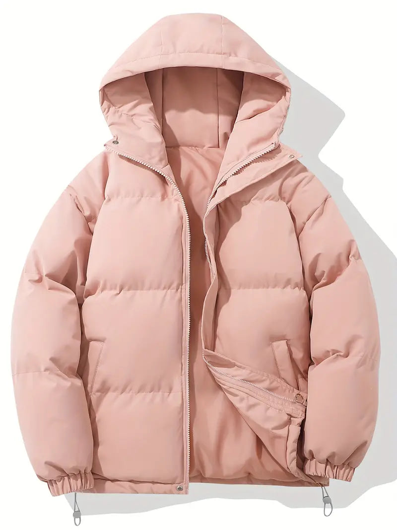 Veste femme matelassée, chaude et pratique, avec capuche, pour les promenades en ville.