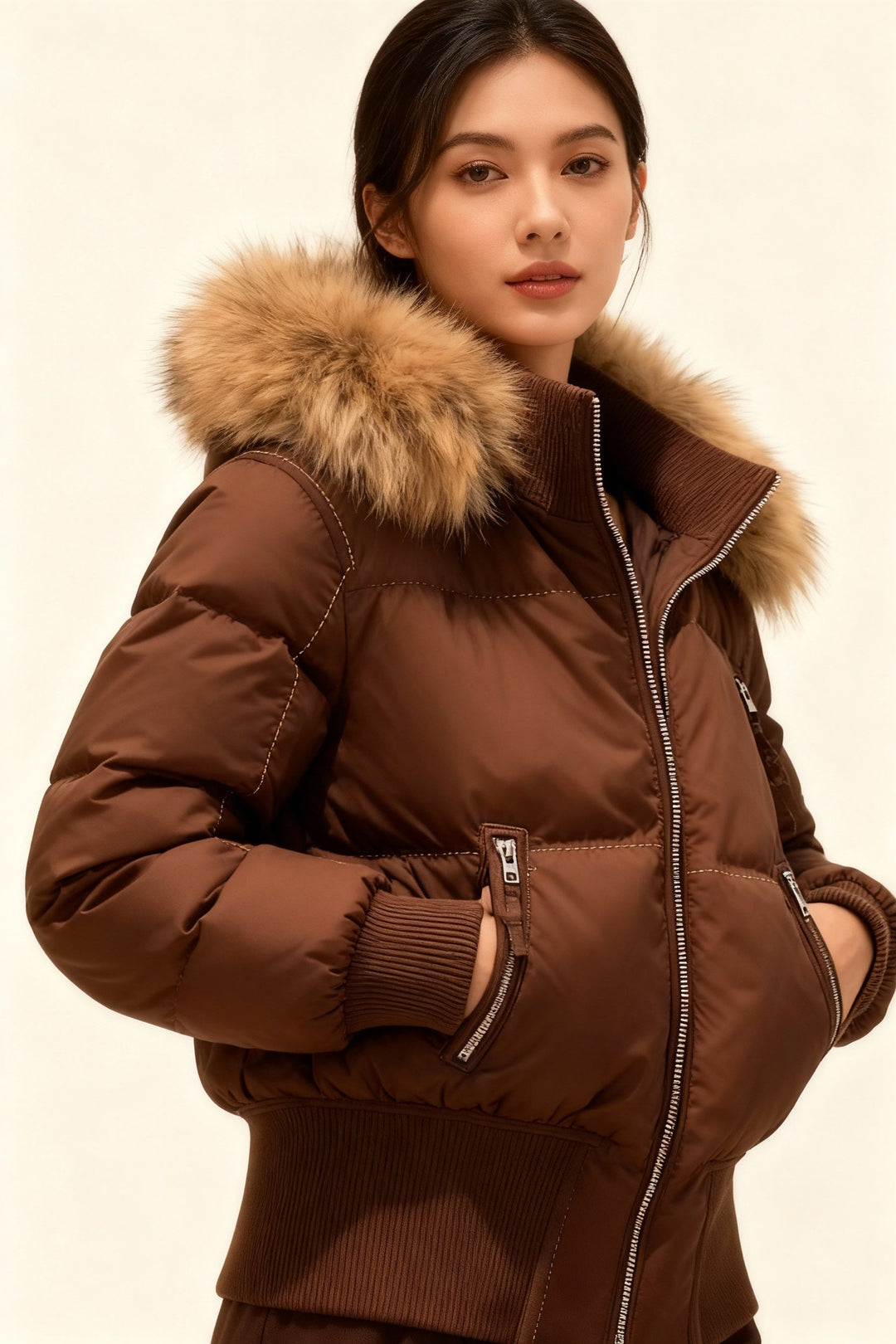 Veste matelassée femme élégante et chaude. Doudoune hiver légère, isolée et confortable pour la mode féminine.