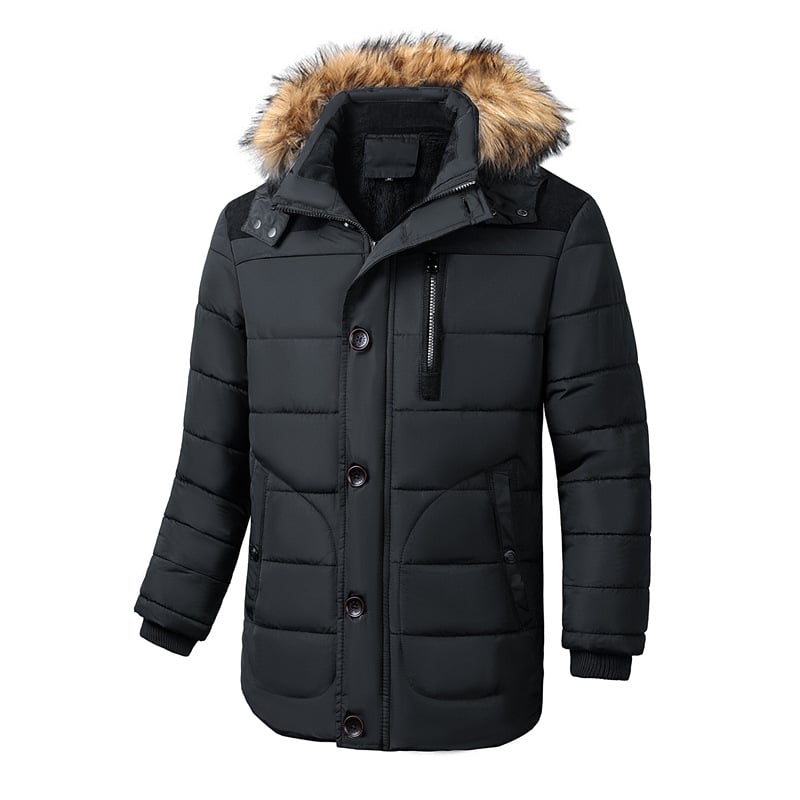 Texture détaillée de la veste thermique matelassée homme, offrant isolation et chaleur contre le froid.