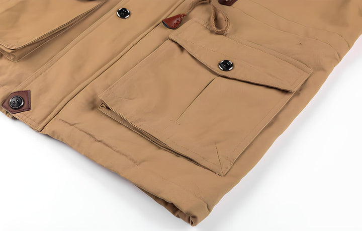 Dos de la veste militaire homme imperméable, coupe ajustée pour confort automne-hiver.