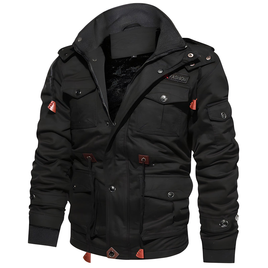 Veste militaire homme imperméable kaki, coupe-vent robuste pour l'automne et l'hiver.