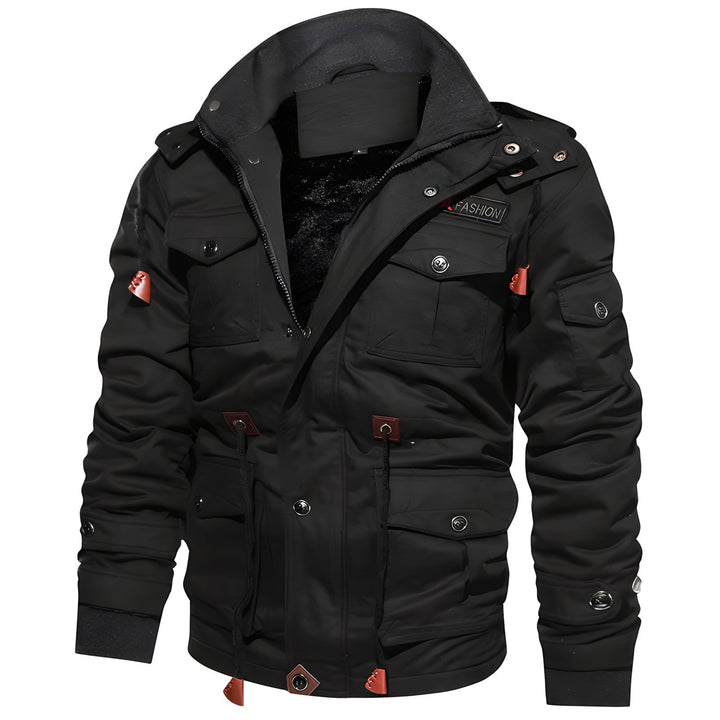 Veste militaire homme imperméable kaki, coupe-vent robuste pour l'automne et l'hiver.