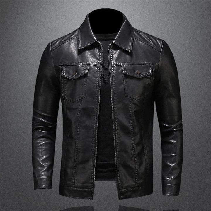 Veste moto cuir homme, style élégant et coupe ajustée.  Qualité supérieure.