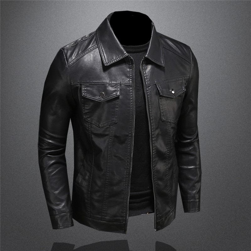 Veste moto cuir homme, style élégant et coupe ajustée.  Qualité supérieure.