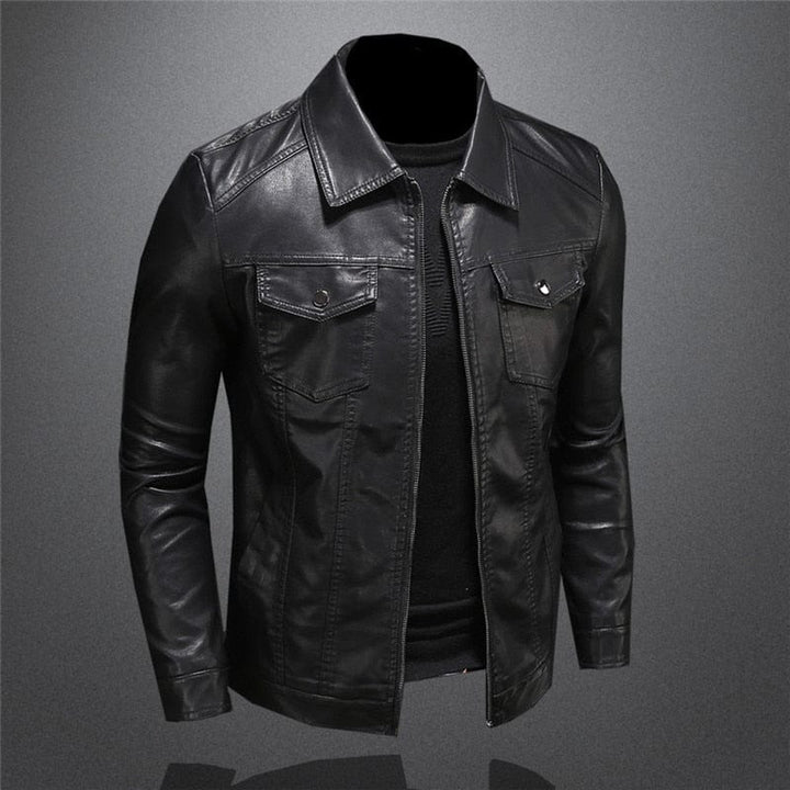 Veste moto cuir homme, style élégant et coupe ajustée.  Qualité supérieure.