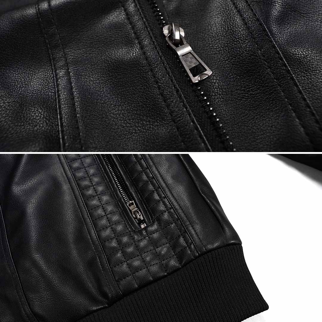 Blouson homme moto rétro urbain avec capuche, fermeture éclair, pour un look décontracté et tendance.