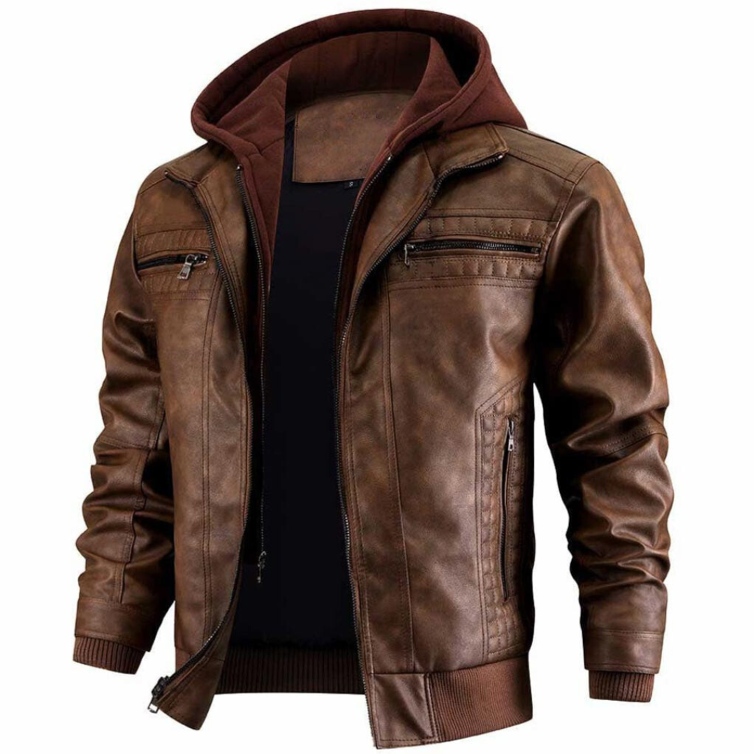 Découvrez la veste homme moto rétro avec capuche, coupe urbaine moderne, zippée, pour un confort optimal.