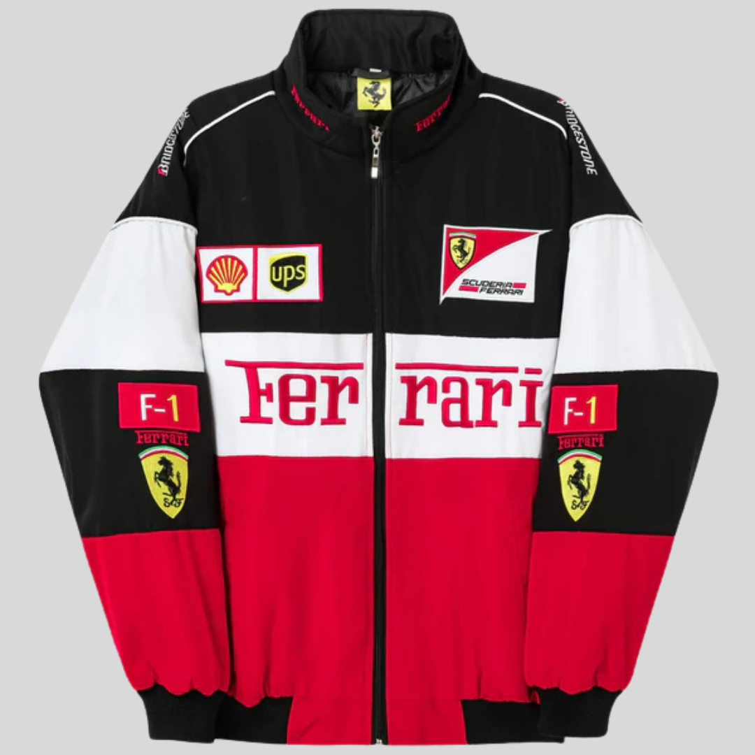 Veste vintage unisexe, style rétro course automobile. Coupe élégante et confortable.
