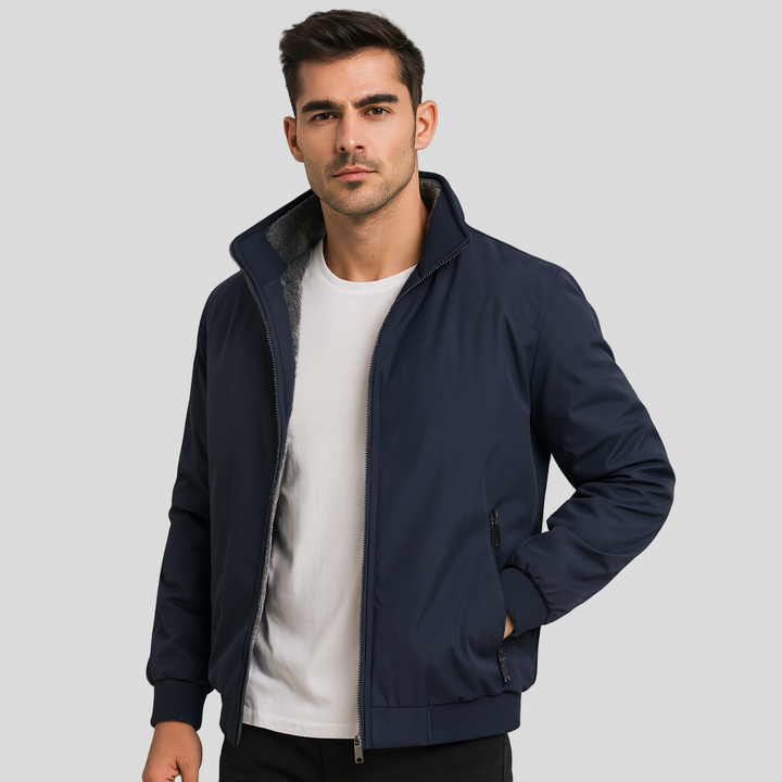 Veste d'hiver zippée pour homme, chaude et confortable, idéale pour la mode décontractée et les activités extérieures.