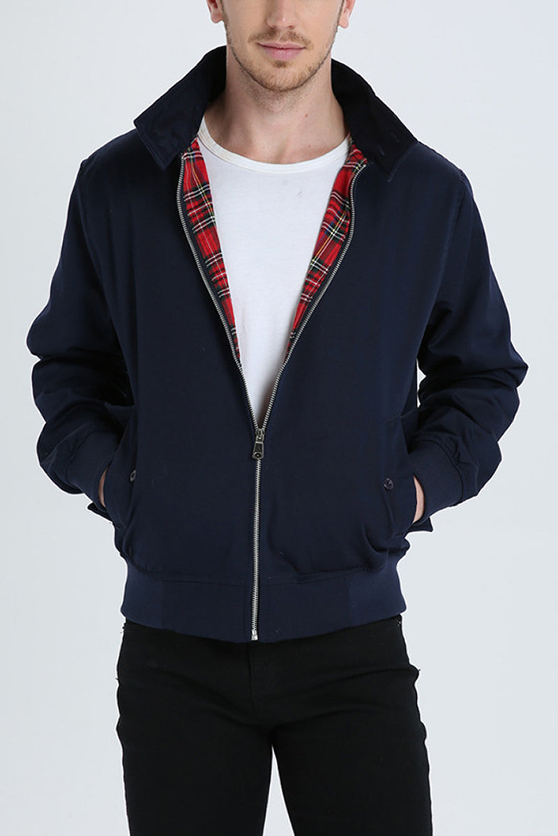 Veste zippée homme noire élégante, coupe moderne pour automne-hiver.