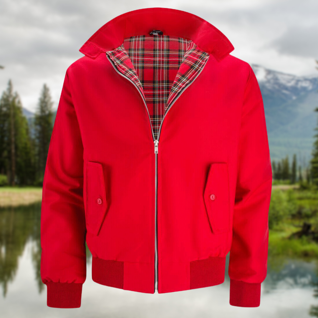 Manteau bordeaux zippé, élégant et confortable, parfait pour la mode masculine hivernale.