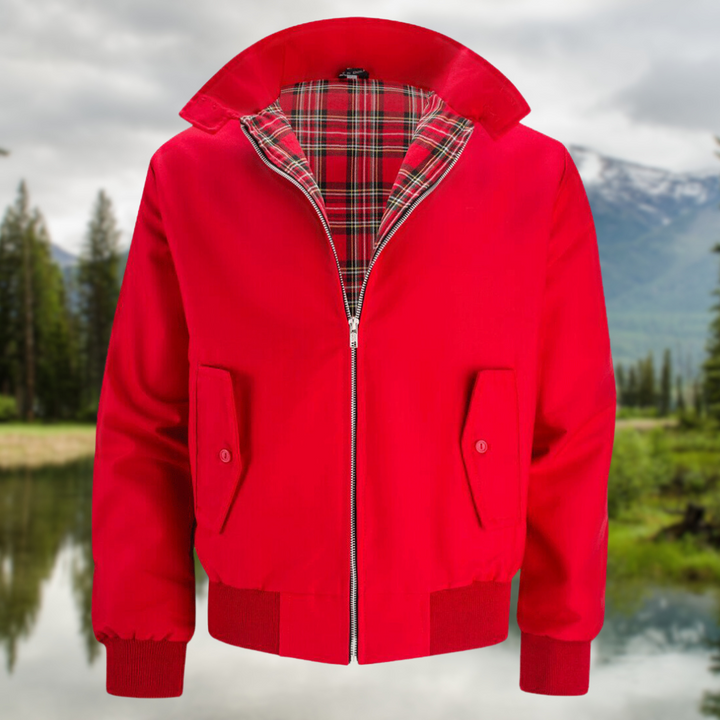 Manteau bordeaux zippé, élégant et confortable, parfait pour la mode masculine hivernale.