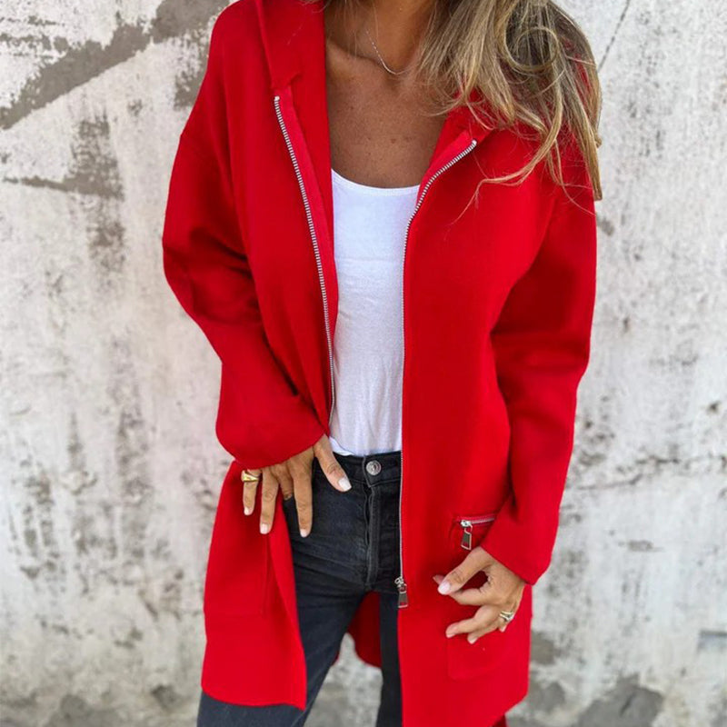 Blouson femme décontracté à manches longues, parfait pour une tenue quotidienne polyvalente et confortable.