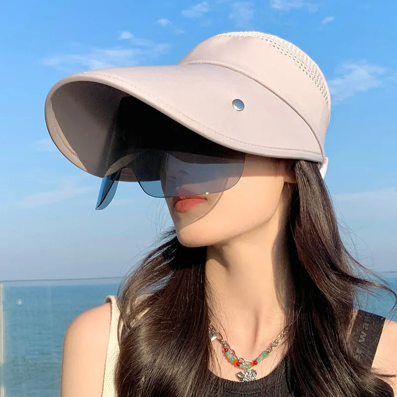 Chapeau visière femme, protection solaire été, réglable, idéal pour le sport, cyclisme, plein air.