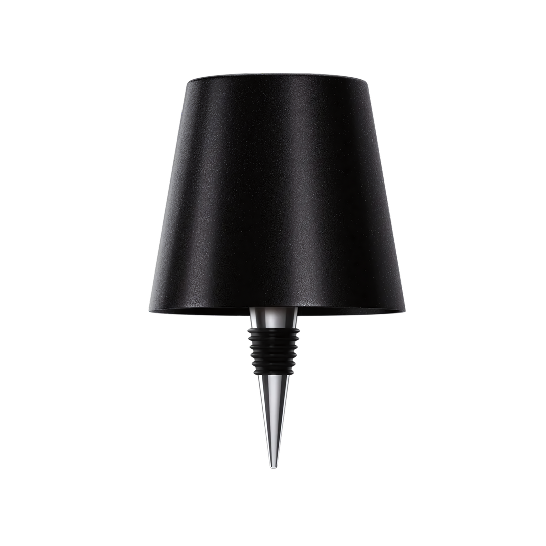 Décoration lumineuse LED sans fil. Lampe de table style bouteille rechargeable USB-C, design moderne.